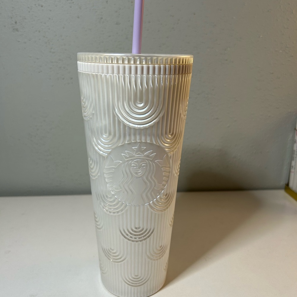 Starbucks Cream Textured Tumbler with Straw